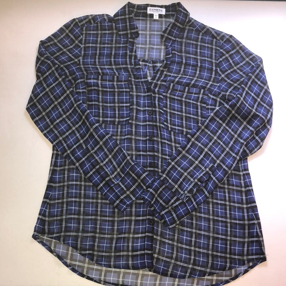 Plaid button down blouse